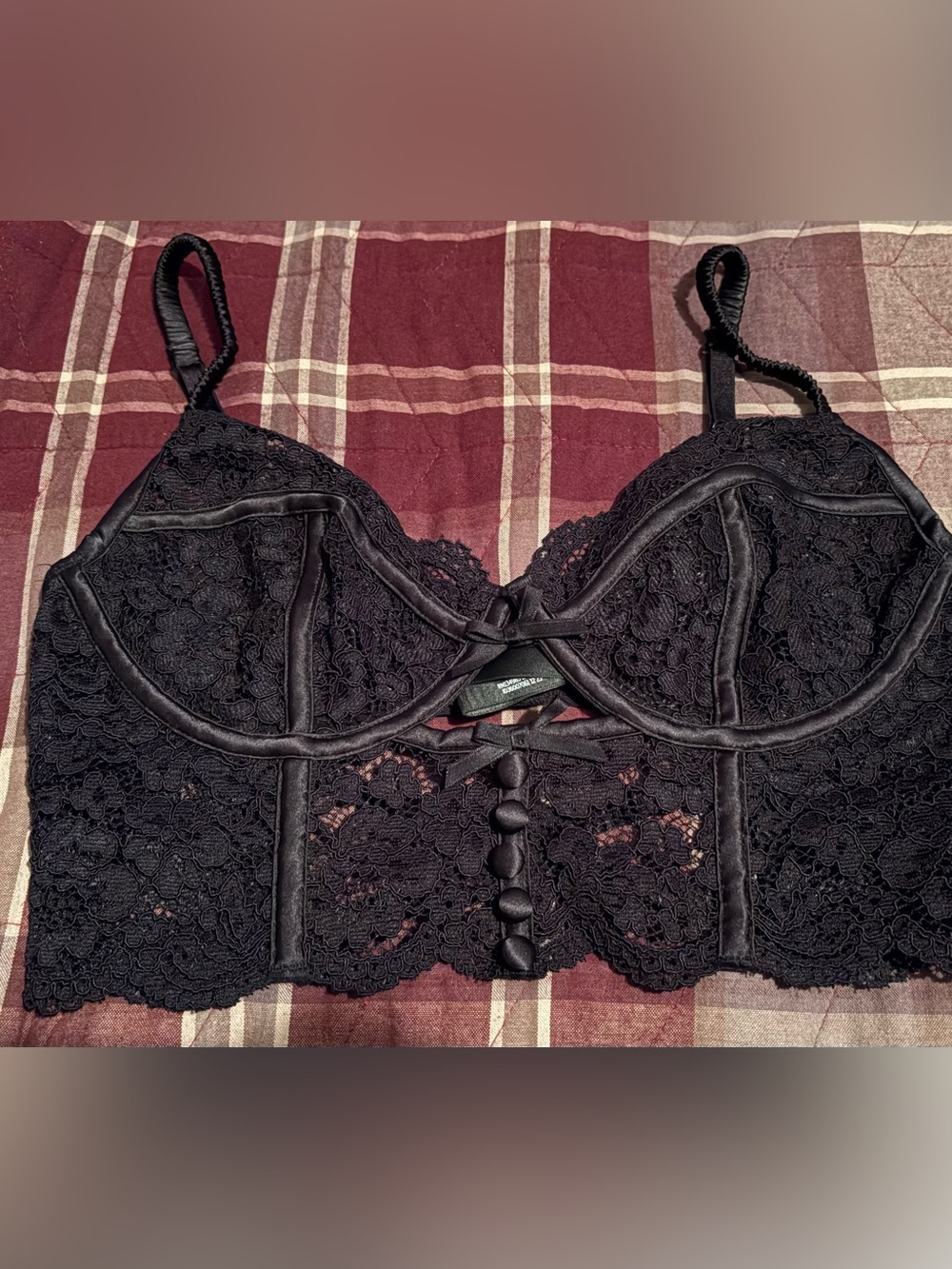 NWOT- For Love And Lemons Black Lace Longline Bustier Bralette